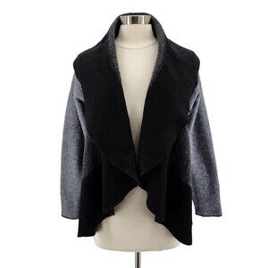 Katie Todd Boiled Wool Black Gray Knit Cardigan Sweater Womens Medium